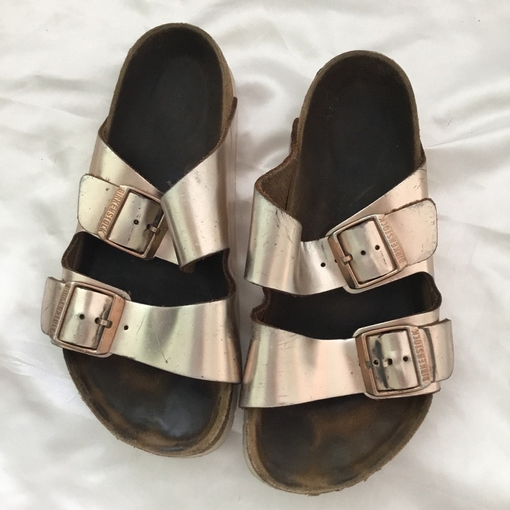 Birkenstock Rose Gold Double Strap Sandals Size 37
